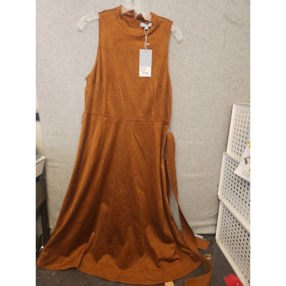 Antonio Melani Kinnon Dress 12 Suede Velvet Flowy Boho Fall A-line Brown NEW